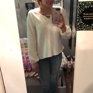 Xhilaration cream color blouse peplum top XL
